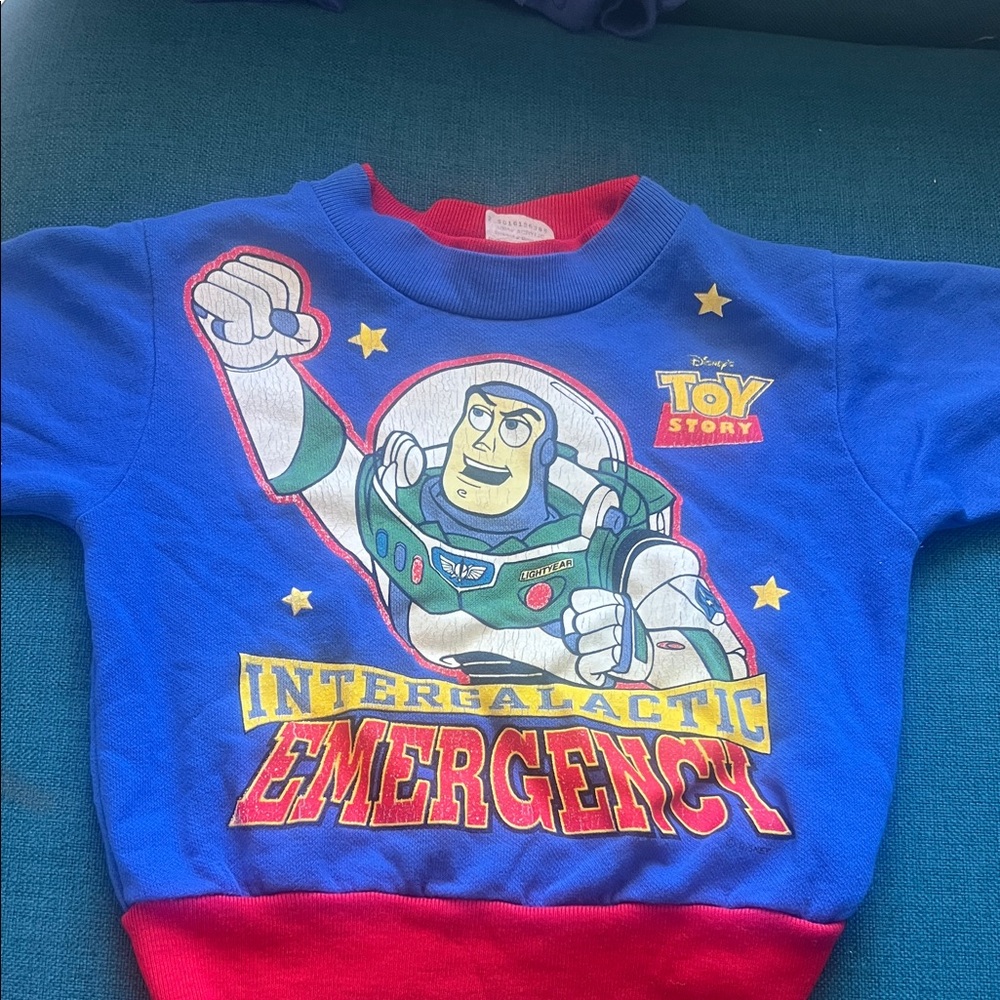 Disney Toy Story Buzz Lightyear Blue and Red Sweatshirt (Vintage) fits like a 2t